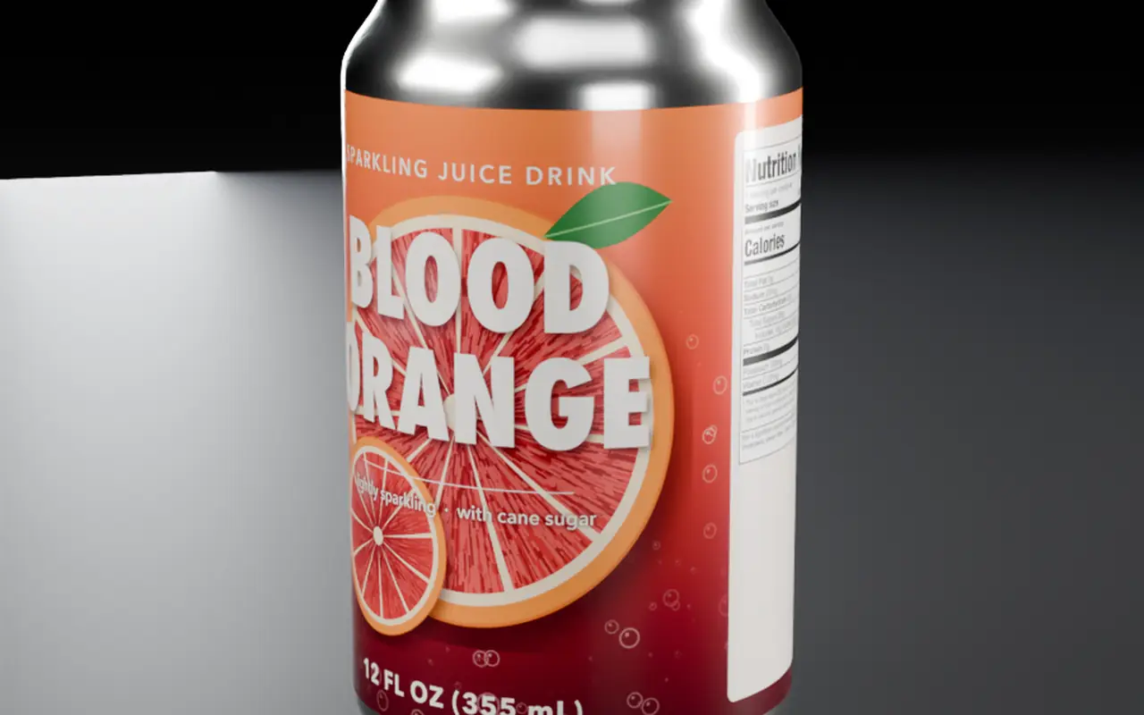 A sparkling juice can, one of the six sample labels in the report.